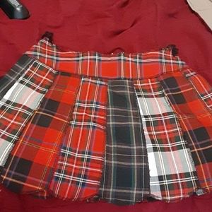 Mixed plaid skater skirt